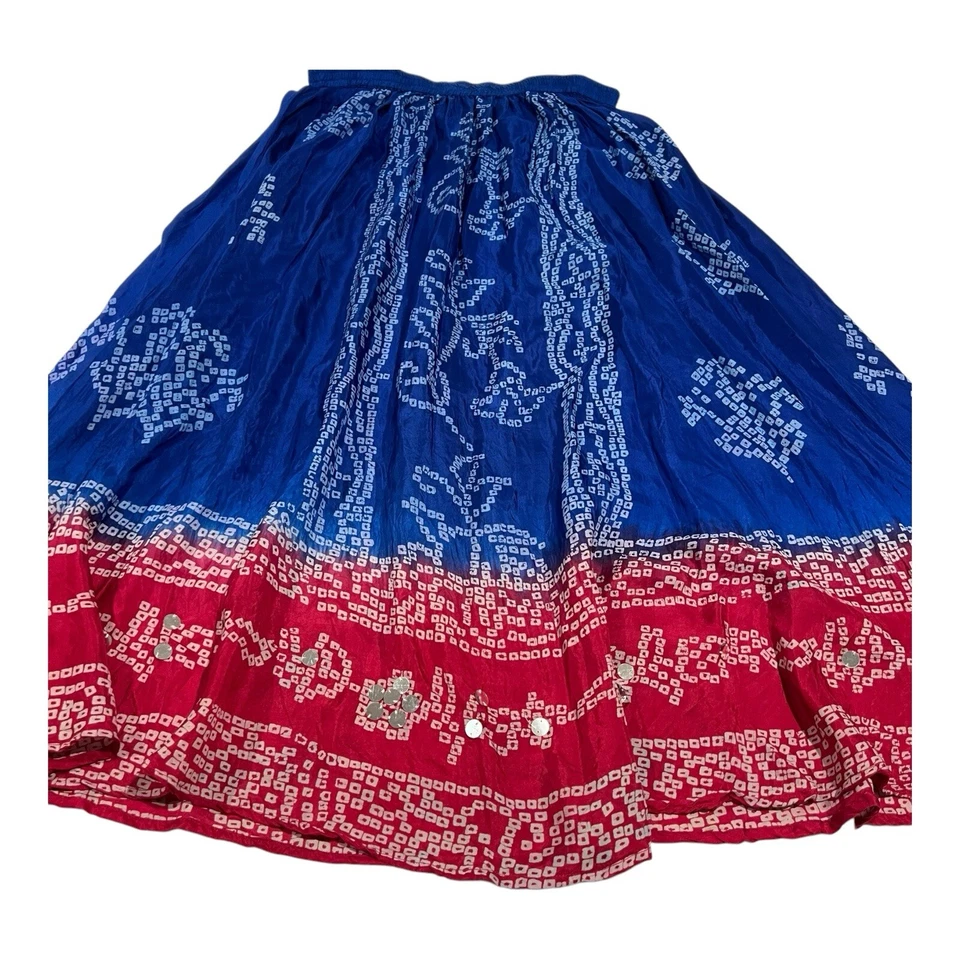 Neiman Marcus Exclusivo Azul y Rojo Floral Midi Largo Ligero 100% Seda Talla L Foto 3 de 4
