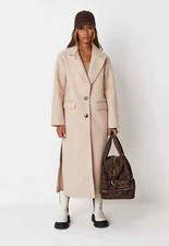 Womens Missguided Camel Side Split Formal Midaxi Long Coat/overcoat - Size 12