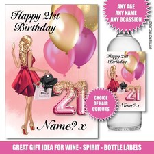 Personalised Birthday Bottle label Gin Wine Vodka 18th 21st 30th 40th 192