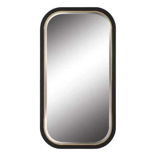 Uttermost Nevaeh Rectangle Contemporary Metal and MDF Mirror in Black/Gold - Picture 1 of 6