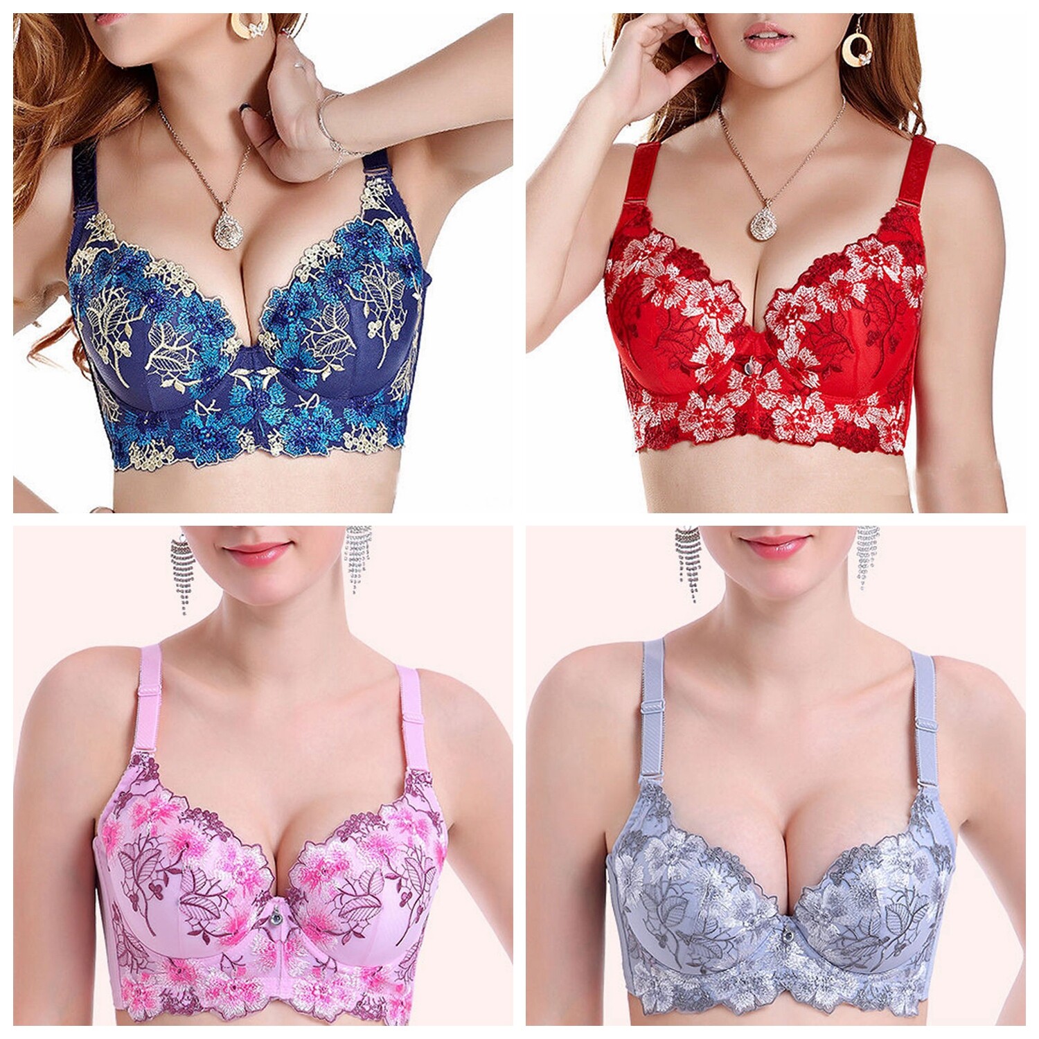 Floral Lace Push-Up Bralette Sexy Lingerie for Women Plus Size Underwear-image