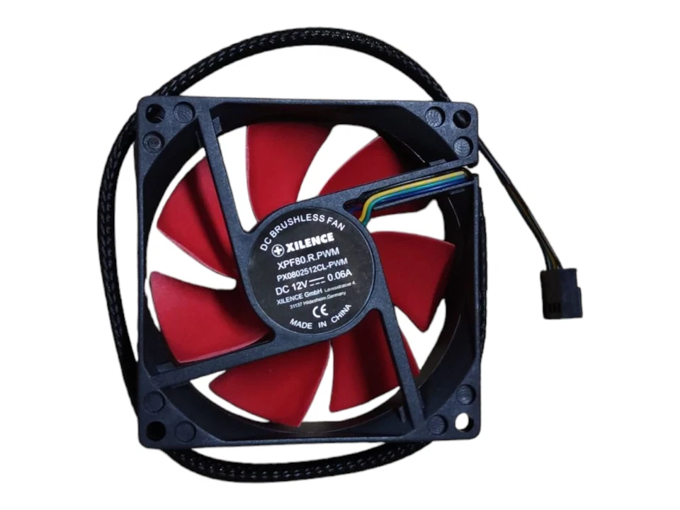 6x Xilence XPF80.R.PWM 80mm PWM Gehäuselüfter, 4PIN, rot/schwarz - Bild 2 von 4