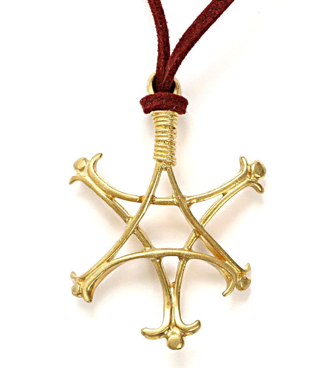 Large Star of David Pendant Necklace - Leather, Artist Magen Israel Gold Plated