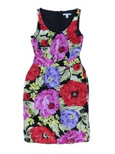 Banana Republic Dress Womens 2 Linen Blend Floral Sleeveless Lined Multicolor