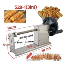 Commercial Manual Spiral Potato Chips Curly Fries Twist Hot Dog Cutter Slicer