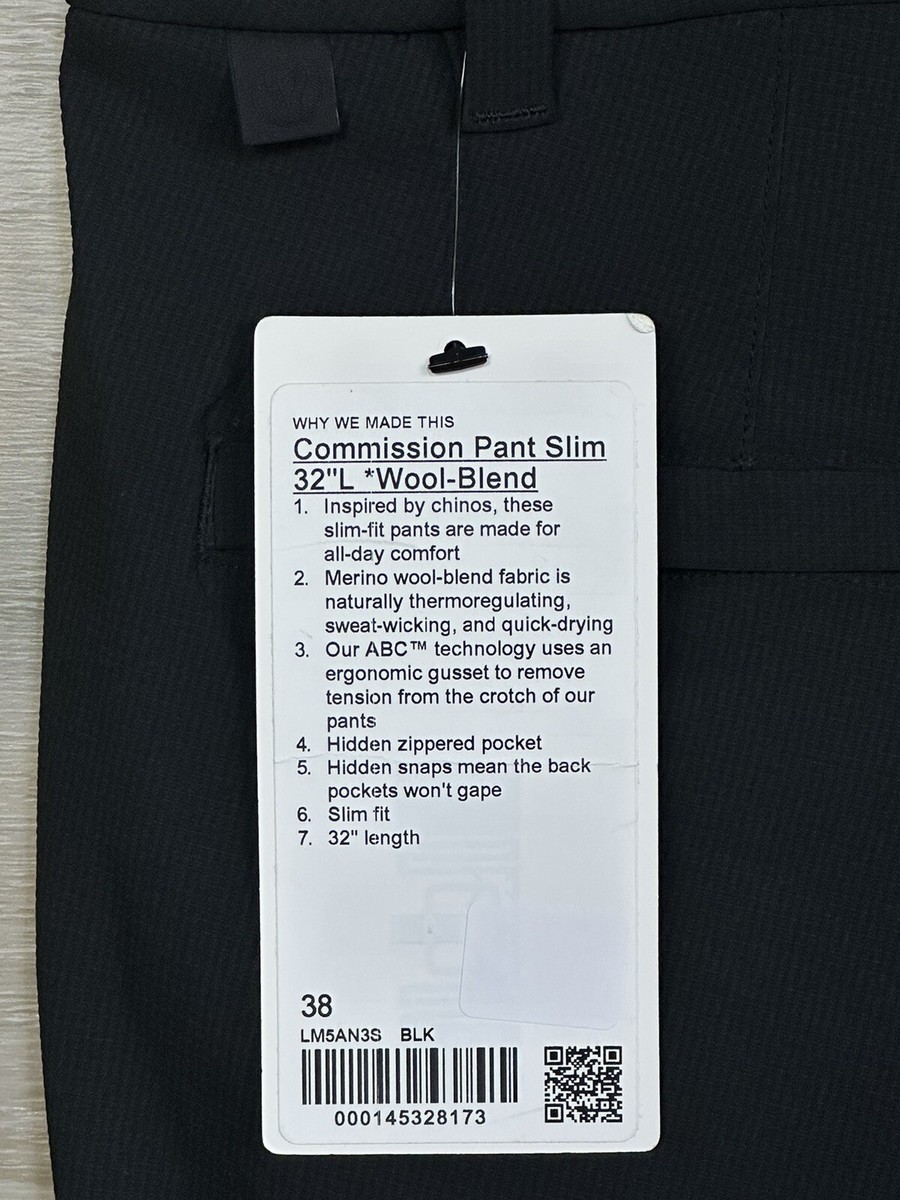 Lululemon Commission Pant Slim 32” Merino Wool Blend ABC Size 38