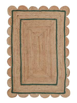 Scallop Rug Natural braided jute carpet rustic Modern look home décor area rugs