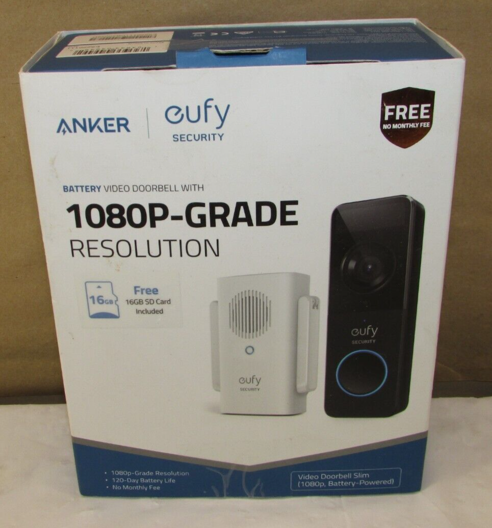 Anker 1080p Wi-Fi Smart Video Doorbell with Chime in Black-image