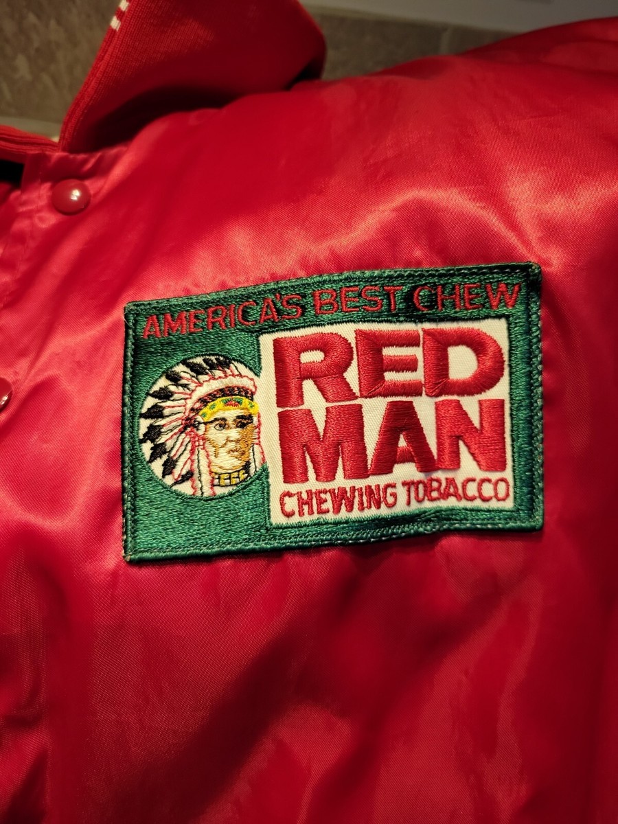 REBERTAS スカジャン Vtg Redman Chewing Tobacco Satin Jacket Windbreaker