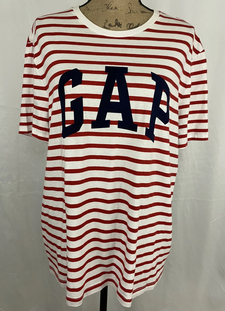 GAP For Good Womens Red White Blue Short Sleeve Casual T Shirt Top Size L