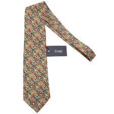 Drake's NWT Neck Tie in Yellow / Multicolor Mini Floral Print 100% Silk
