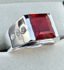Natural Red Garnet Gemstone With 925 Sterling Silver Ring for Mens Handmade Ring