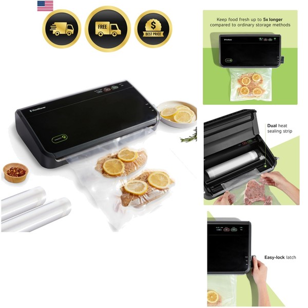 Máquina Selladora al Vacío Ahorrador de Alimentos Almacenamiento Automático Detección de Bolsas Negra