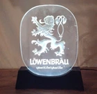 LOWENBRAU GERMANY LIGHTED BEER SIGN CLEAR PLASTIC LOGO 1970s VINTAGE BAR LIGHT