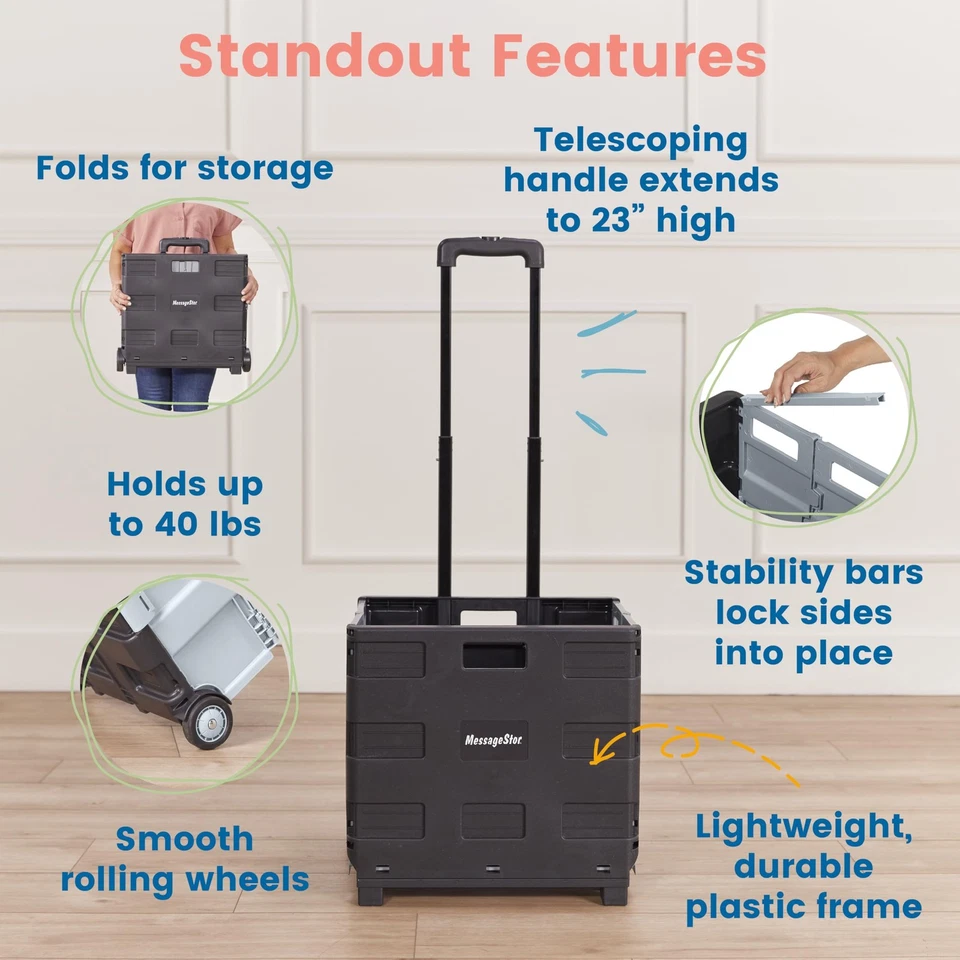 Carro con ruedas universal con bolsa organizadora de lona, almacenamiento móvil, turquesa/gris Foto 4 de 4