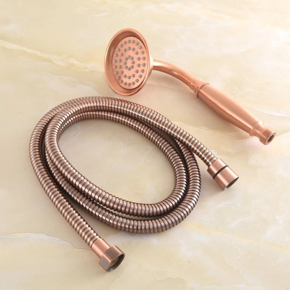 Vintage Antique Red Copper Bathroom Hand Held Shower Head Spray With 1.5m Hose