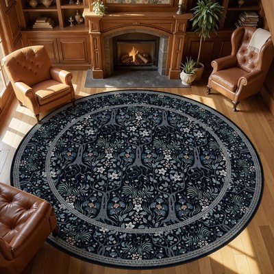Washable Large Round Area Rug for Living Room, Vintage Round Rugs 8ft Non Sli...