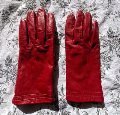 Lederhandschuhe Damen rot Größe 7 leicht gefüttert