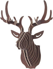 Wall Decor Brown Deer Head Antler DIY 3D Wooden Puzzle Sculpture