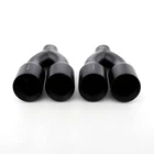 Pair Black Quad 4.5" Bevel Out Exhaust Tips 3" In Dual Wall 304 Stainless Steel
