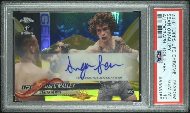2018 Topps Chrome UFC Sean O’Malley Rookie 1st Gold Refractor Auto /50 PSA 10