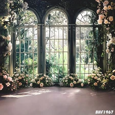 10'x10'CP Floral Window Hall Scene Microfiber Fabric background backdrop BHF1967