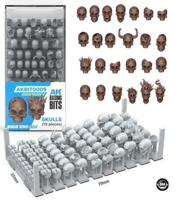 AK Interactive Basing Bits Skulls 72 pcs Wargame Scenery Resin Art. AKBIT0009