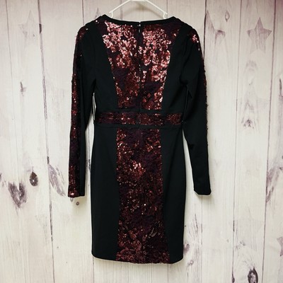 Guess Womens Dress Size Black Purple Sequin Lace Overlay Long
