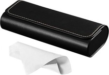 Glasses Case Hard Shell, Travel Sunglasses Case, Leather Hard Eyeglass Case for