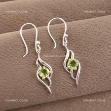 Peridot Stone New Year Artisan Drop Dangle Earrings Jewelry 925 Sterling Silver