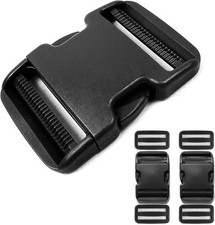 Side Release Buckle for 2'' Belt, 2 pcs Heavy Duty Plastic 2 Inche Black
