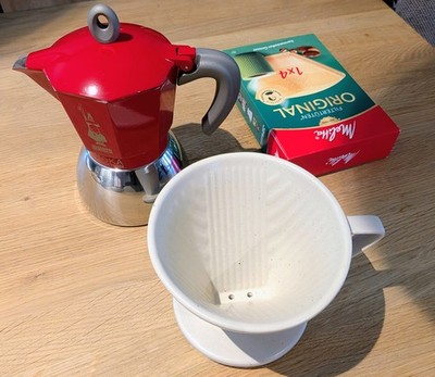 Kaffeeset, Bialetti Induktion 6 Tassen, Steinzeug Porzellan Kaffeefilter