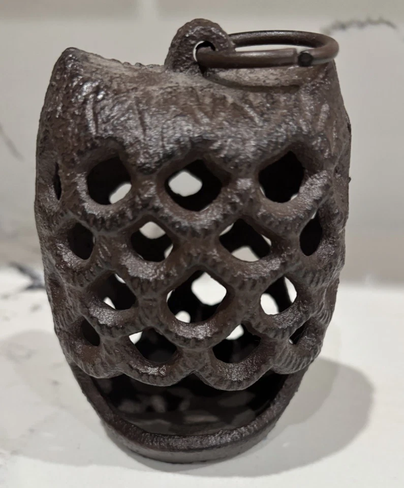 Vintage Cast Iron Owl Japanese  Candle Holder Lantern 5” Tall 4” Wide - Image 4 of 4