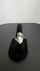 Vintage Sterling Silver Mother of Pearl Marquise w Marcasite Art Deco Style