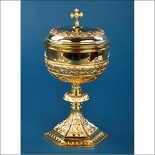 Antikes vergoldetes Silber-Ciborium von Pedro Dur&aacute;n. Madrid, Spanien, 1955