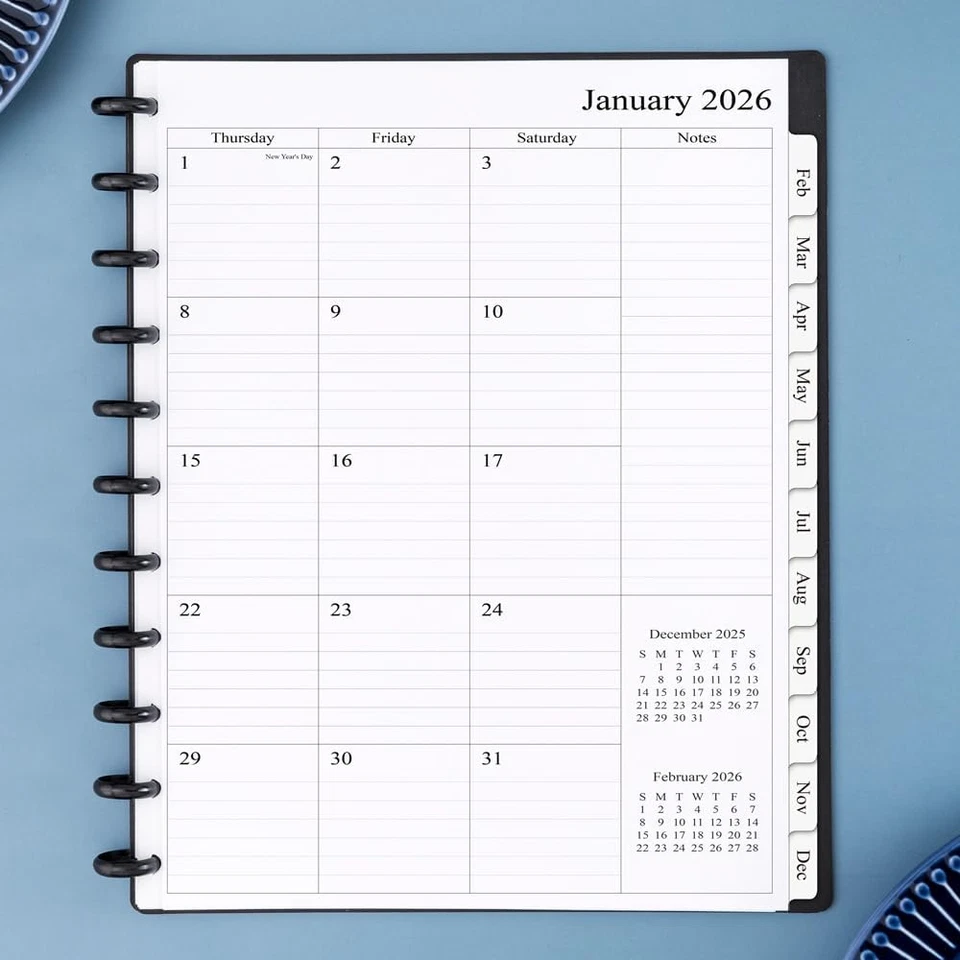 2025-2026 Monthly Planner Refill for 11-Discbound Notebooks, Nov 2025 to Dec 202 - Image 4 of 4