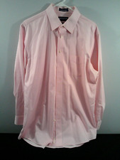 Mens STAFFORD tRAVELER SHIRT classic fix 16-1/2 PINK long sleeve 1 pocket EUC