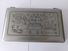 SOLID Pewter VHS Box "For Your Baby's First Video" Blue Colred Inside Box