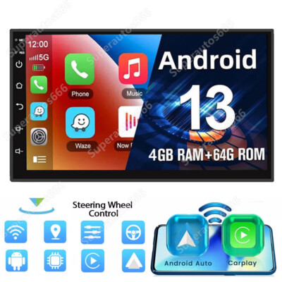 4+64GB 7 Inch 2 DIN Car Stereo Radio Android 13 Carplay GPS Navi Bluetooth WIFI
