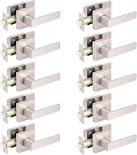 10PK Probrico Square Rosette Hall Closet Satin Nickel Passage Door Levers Handle