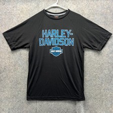 Harley Davidson Shirt Men Medium Black Blue Biker Spell Out 2019 Motorcycle NEW
