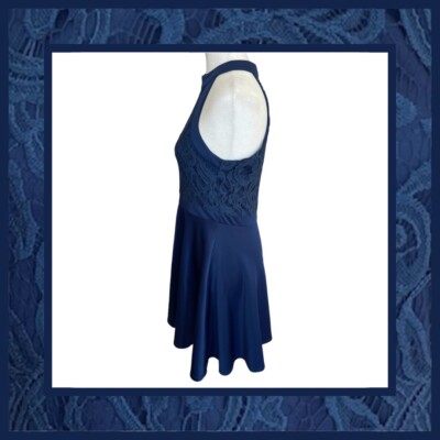 lace halter skater dress Francesca's Blue Size Medium emergency bridesmaid dresses
