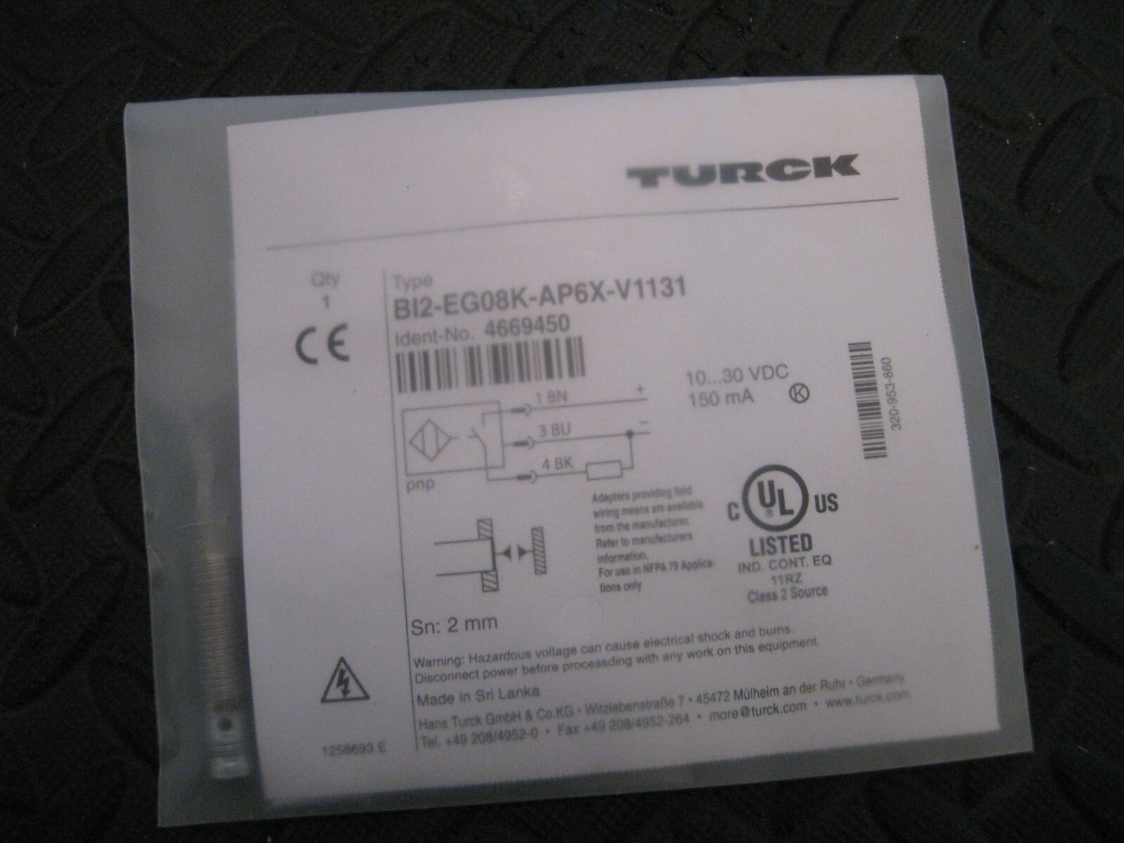 TURCK B12-EG08K-AP6X-V1131 Proximity Switch