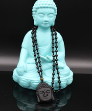 Collier Sautoir Bouddha Assis Avec Pierres Naturelles - Modèle Blanc Et Noir N°2391 | Neuf Avec Étiquettes