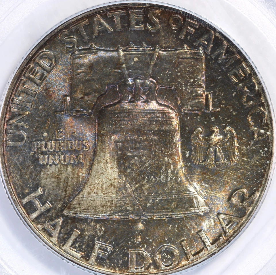 1955 Toned Franklin Half $ PCGS MS64 FBL💎💎Very Rare Dual Sided Toning💎💎 - Image 4 of 4