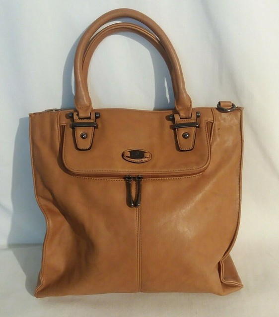 David Jones Leather Handbag 6 Pockets Optional Shoulder Strap Butterscotch Brown eBay