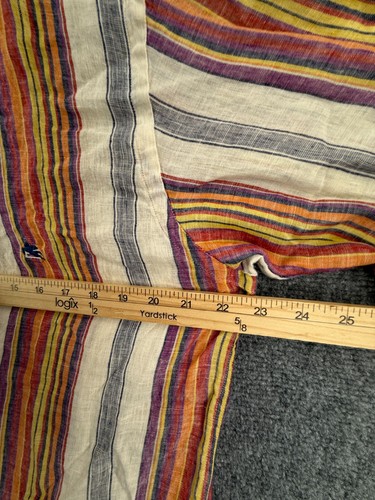 Etro Milano Italy Langarm Hemd Leinen gestreift bunt Knopfleiste Logo XL - Bild 6 von 24