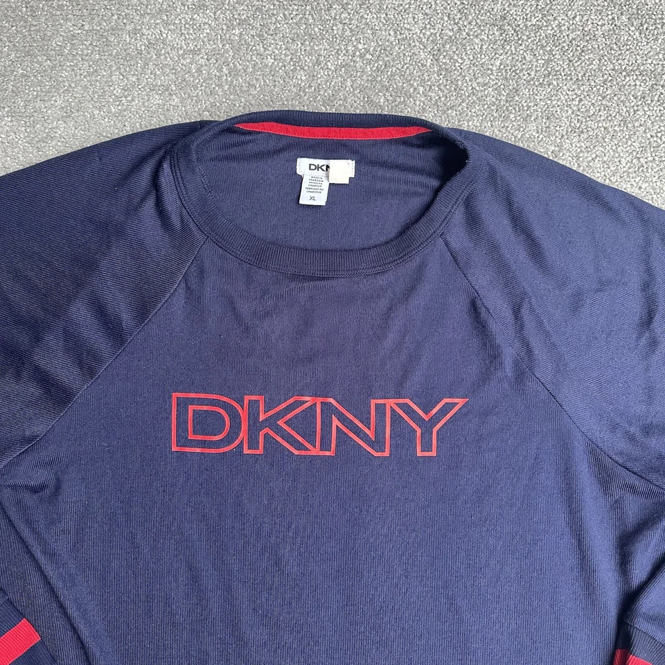 DKNY Damen Pullover Sweatshirt Gr. XL Sweater Stretch Logo Langarm 19403 Blau - Bild 2 von 4