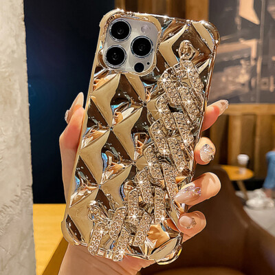 For iPhone 16 Pro Max 14 13 12 11 XR XS MAX Luxury Rhinestone Diamond Chain Case