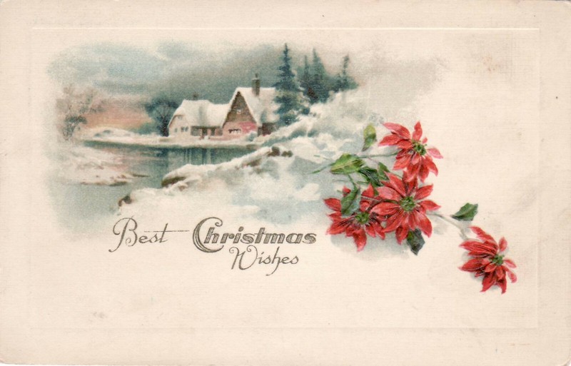 BEST CHRISTMAS WISHES  - OLD POSTCARD POSTED 